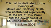 Wall plaque in St James Hill Mere Green Church Hall
